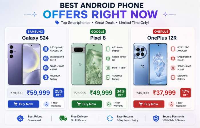 comparison of samsung google pixel and oneplus android phone offers