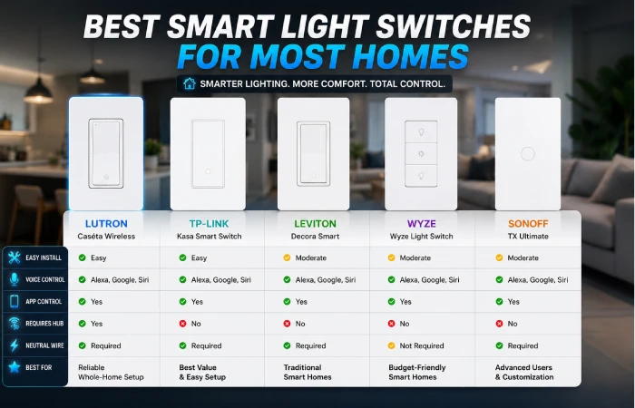 Best smart light switches comparison for modern smart homes