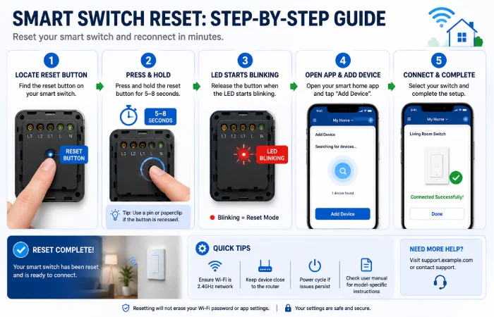 Factory reset process for a smart switch