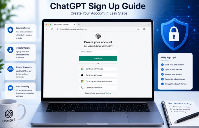 How to create a ChatGPT account on a desktop computer