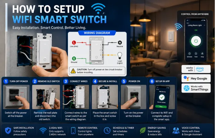 installing and setting up a wifi smart switch