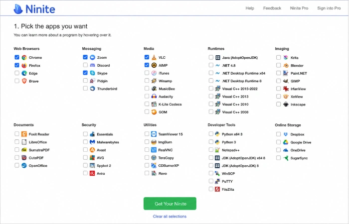 Ninite website