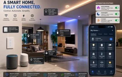 Smart home automation ideas featuring connected devices and home automation gadgets