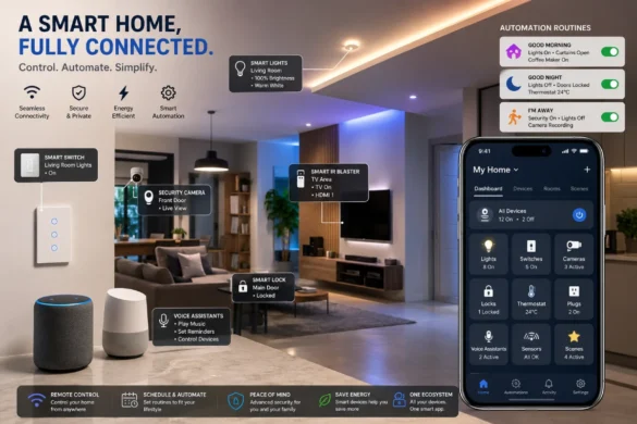 Smart home automation ideas featuring connected devices and home automation gadgets