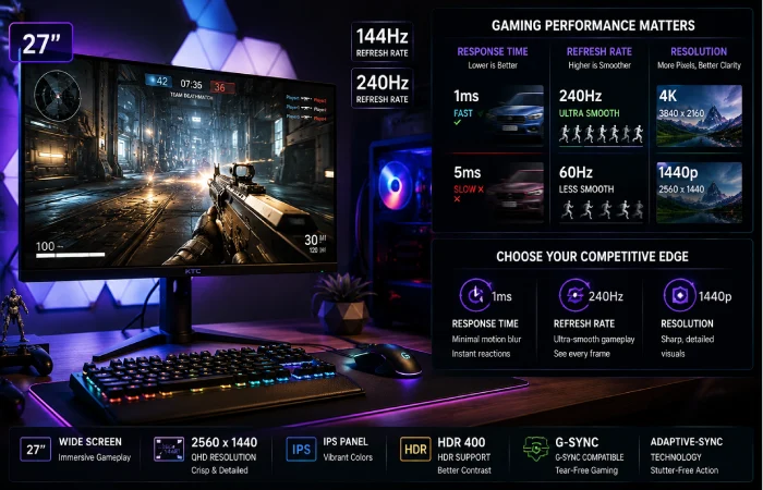 What makes a great gaming monitor in 2025 including refresh rate and response time comparison
