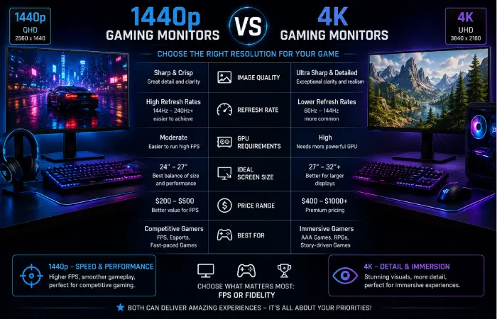 1440p vs 4kComparison between 1440p and 4K gaming monitors