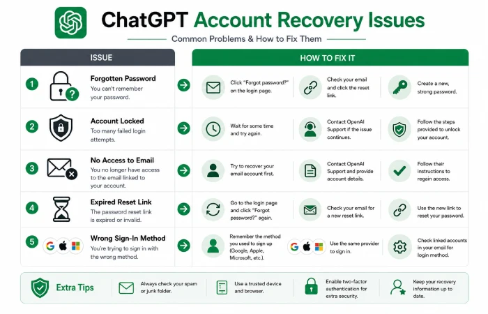 Common ChatGPT account recovery problems and how to fix them.