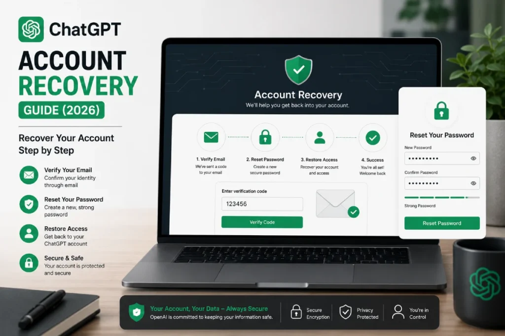 ChatGPT account recovery guide showing how to restore account access.