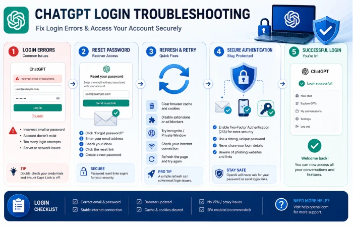 ChatGPT login troubleshooting guide with common sign-in fixes