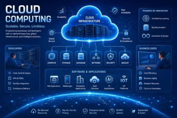 Types of cloud computing services including IaaS, PaaS, and SaaS