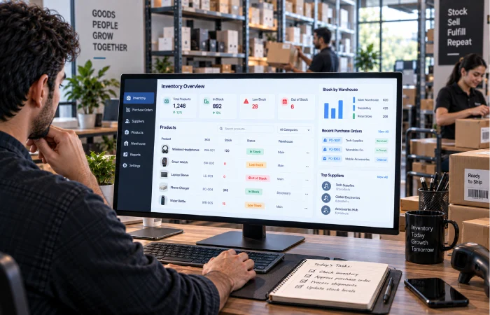 Small business inventory software tracking products stock levels purchases and sales