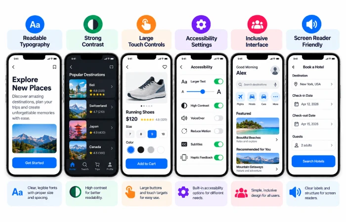Accessible mobile app interface design