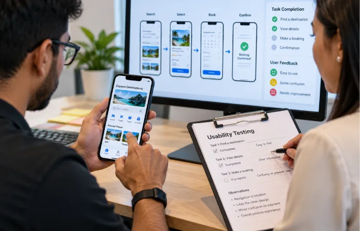 Mobile app UX usability testing with prototype