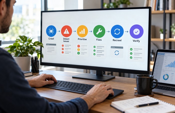 Technical SEO audit workflow from crawl to fixes